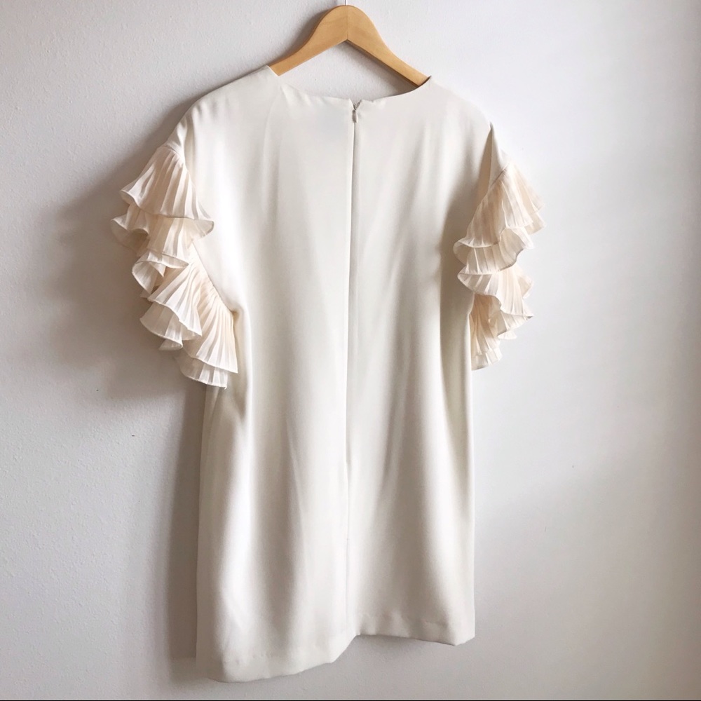CeCe Ivory Ruffle sleeve Mini Shift Dress Sz 6 - Picture 5 of 5